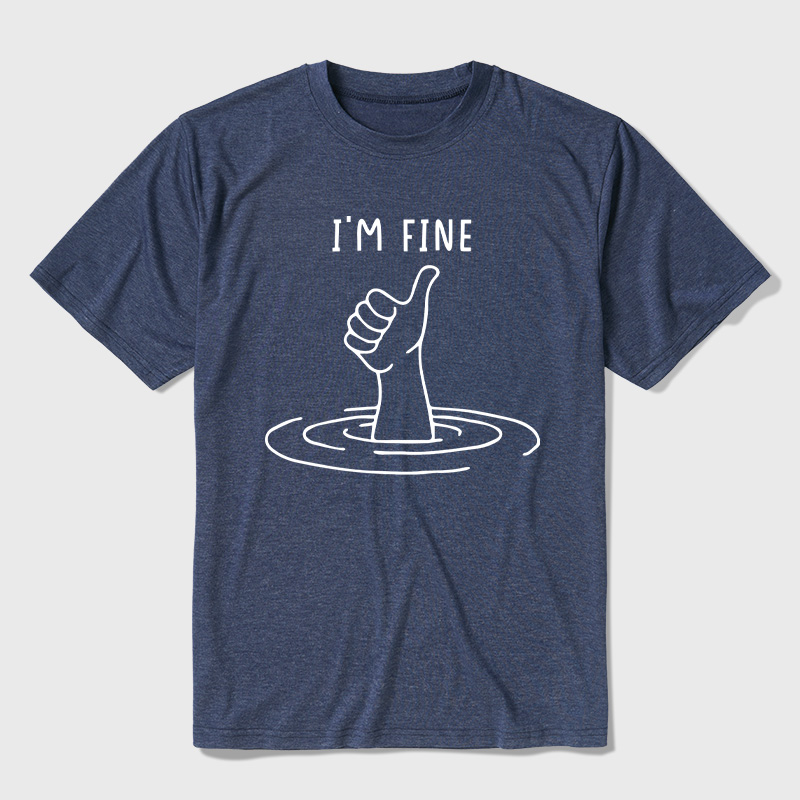 I'm Fine Like Hand Thumbs Up On Water Surface Ultra Soft Heather Tee