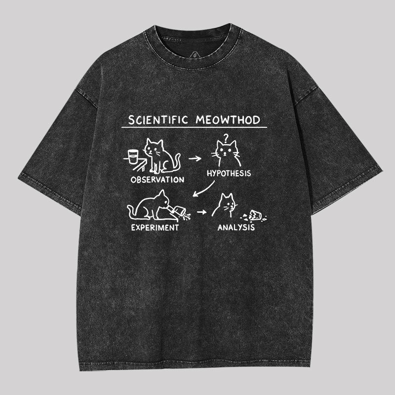 Scientific Meowthod Geek Washed T-shirt