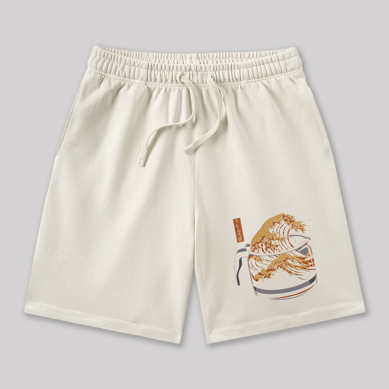 The Great Wave of Coffee Geeky Washed Shorts