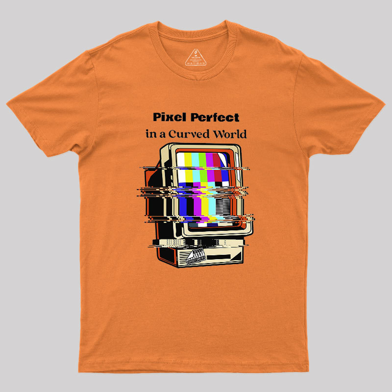Pixel Perfect In A Curved World Geek T-Shirt