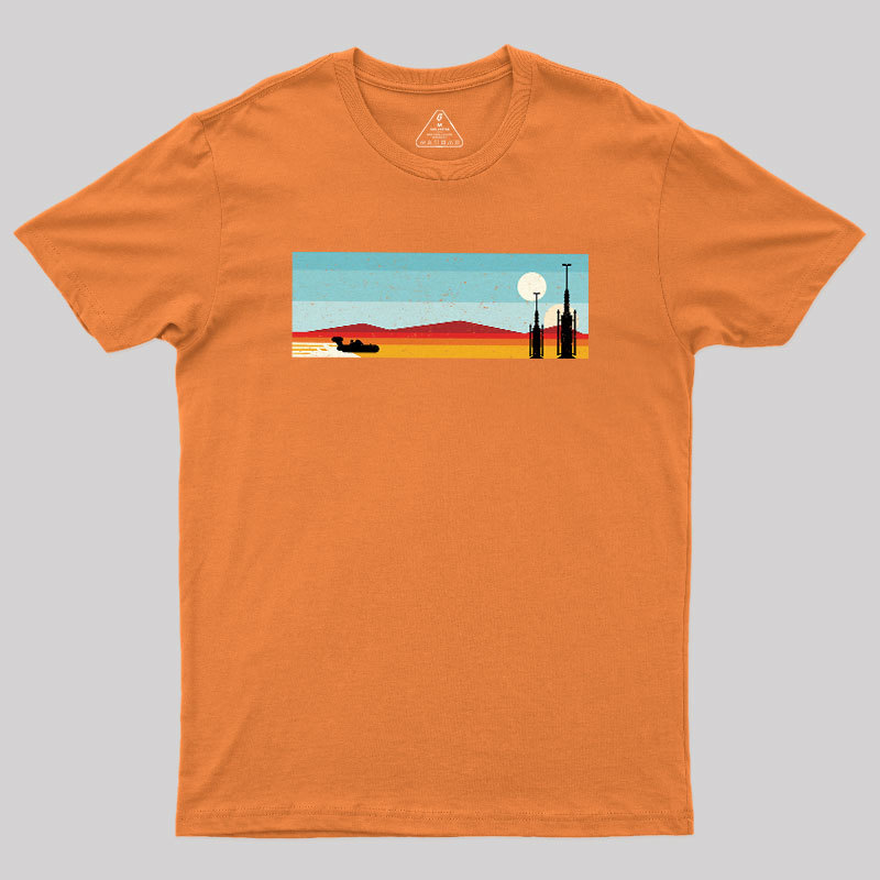 Desert Sunset Rocket Silhouette Geek T-Shirt