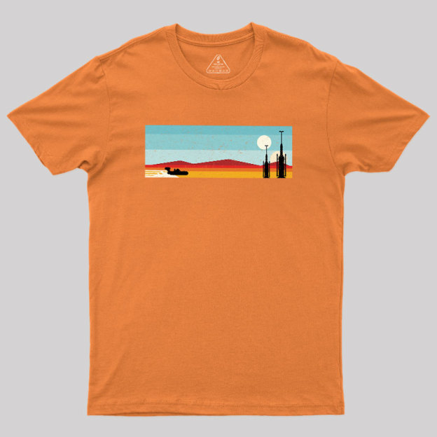 Desert Sunset Rocket Silhouette Geek T-Shirt
