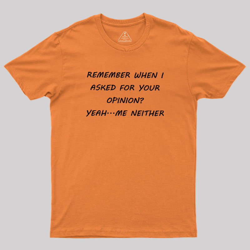 Remember When I Asked For Your Opinion Geek T-Shirt