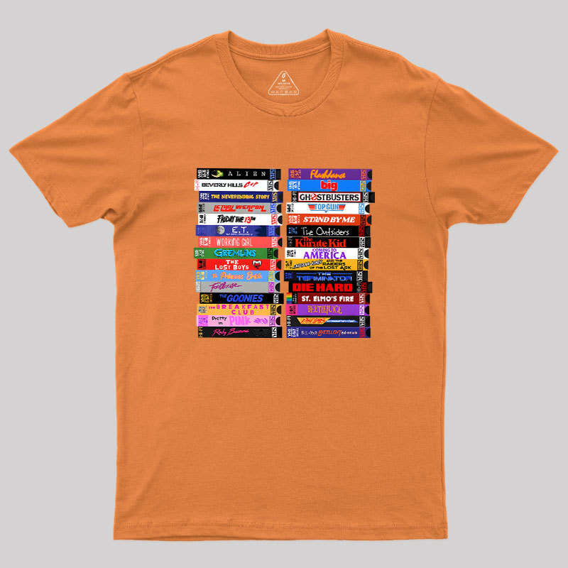 Retro 80s Movies VHS Stacks Geek T-Shirt