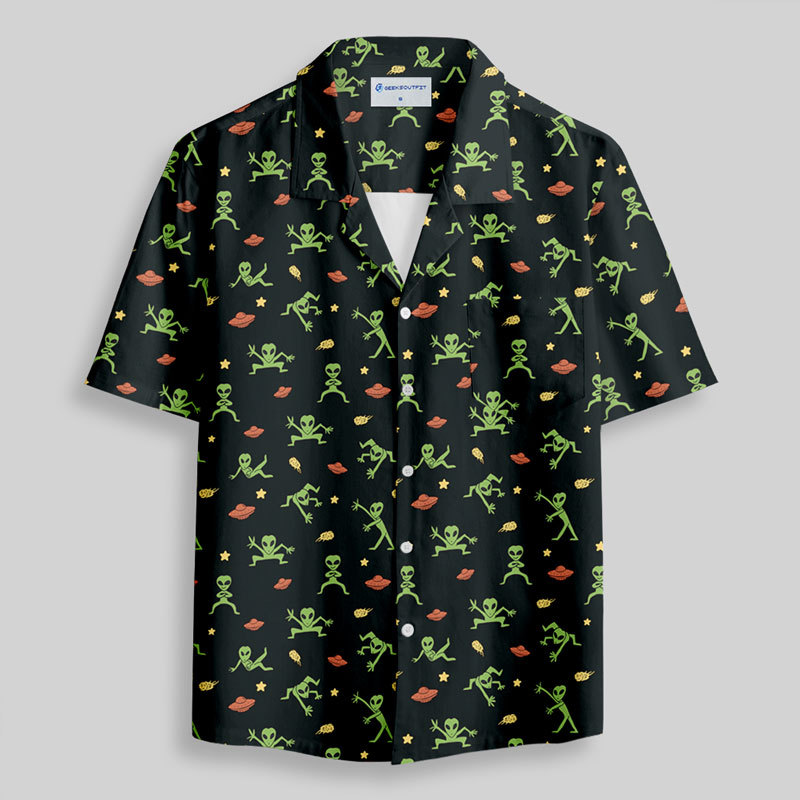 Alien Antics Black Button Up Pocket Shirt