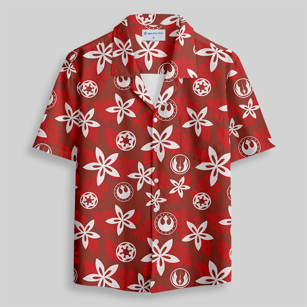 Rebel and Empire Red Hawaii Button Up Pocket Shirt