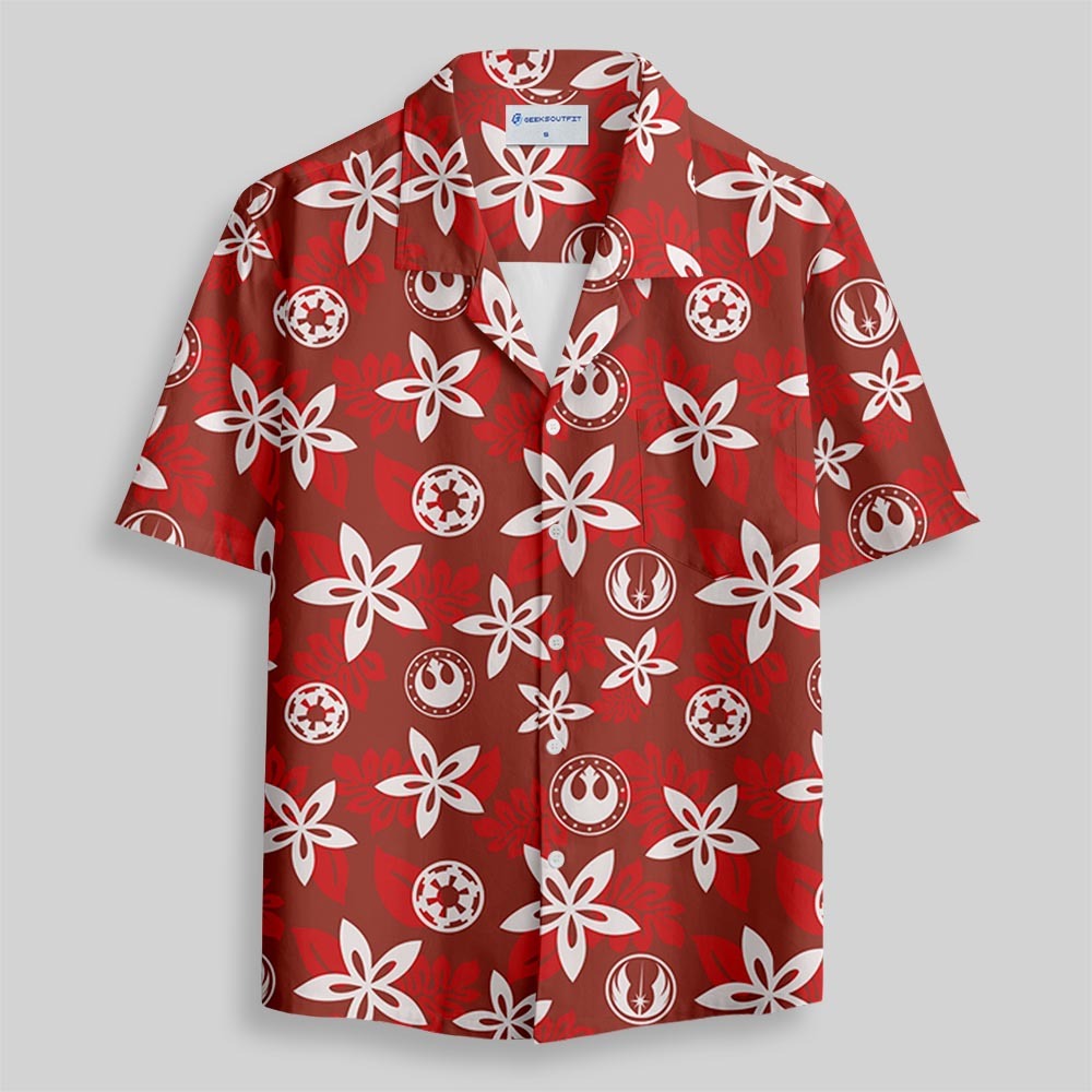 Rebel and Empire Red Hawaii Button Up Pocket Shirt