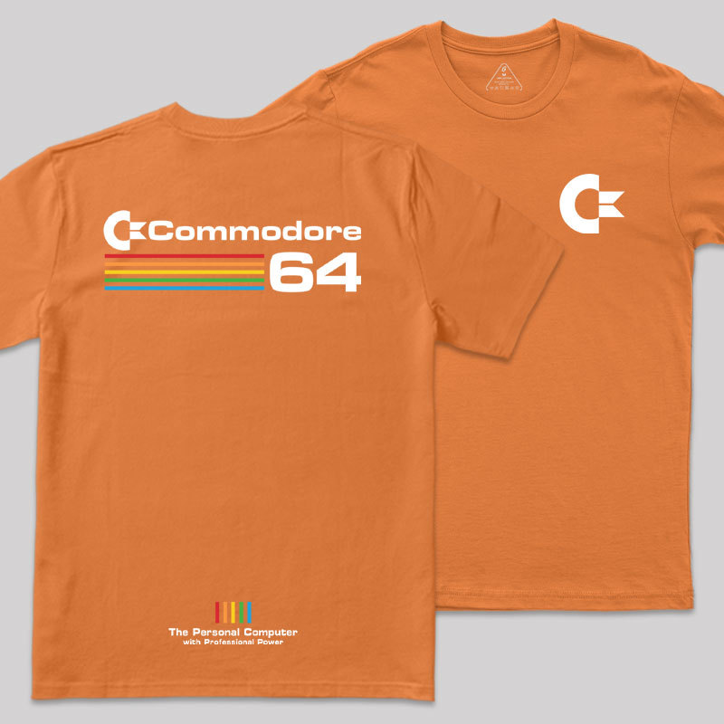Commodore 64 White Front and Back Printing Geek T-Shirt