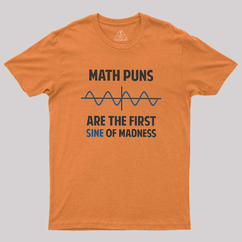 Math Puns First Sine Of Madness Geek T-Shirt