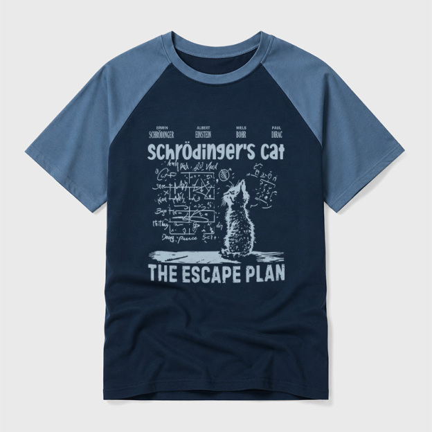 Schrodinger's Cat Escape Plan Interesting Physics Science Geek Retro Raglan T-Shirt