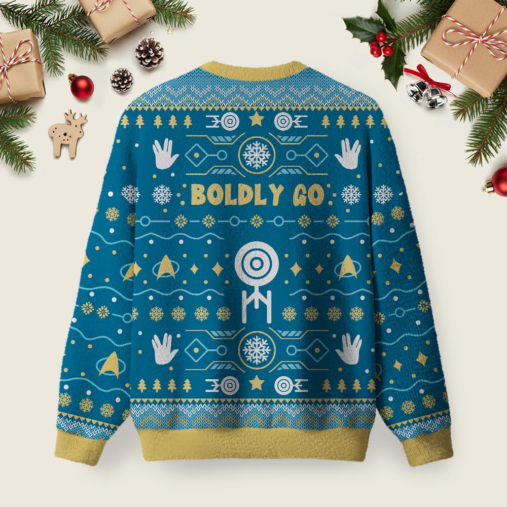 Boldly into Blue Ugly Christmas Fuzzy Fleece Sweatshirt