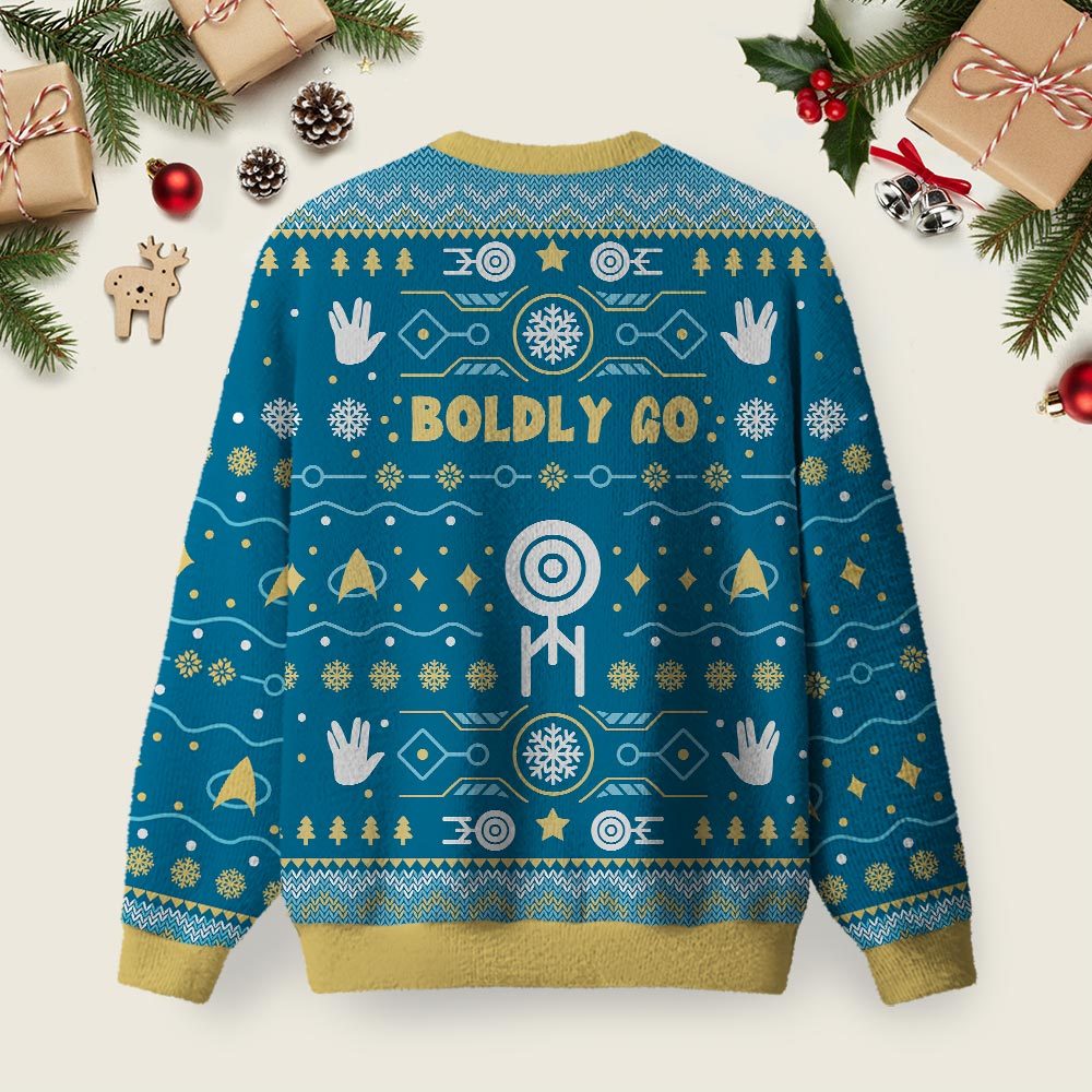 Boldly into Blue Ugly Christmas Fuzzy Fleece Sweatshirt