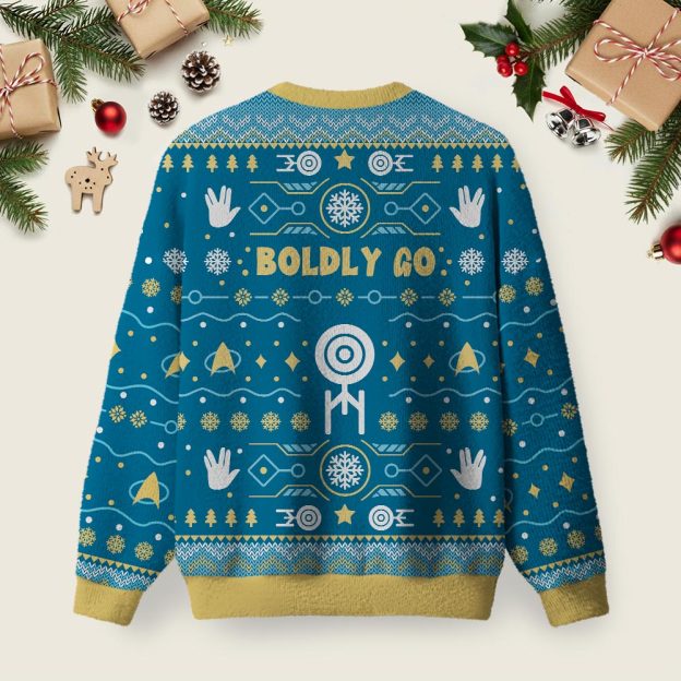 Boldly into Blue Ugly Christmas Fuzzy Fleece Sweatshirt