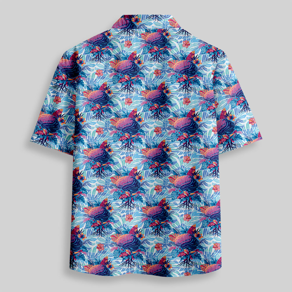 Cyber Tropic Blossom Button Up Pocket Shirt
