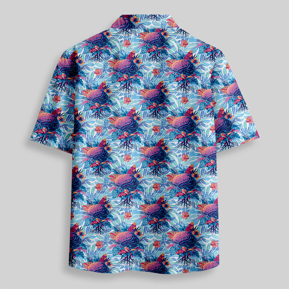 Cyber Tropic Blossom Button Up Pocket Shirt