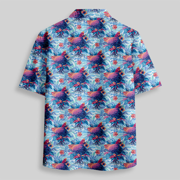 Cyber Tropic Blossom Button Up Pocket Shirt