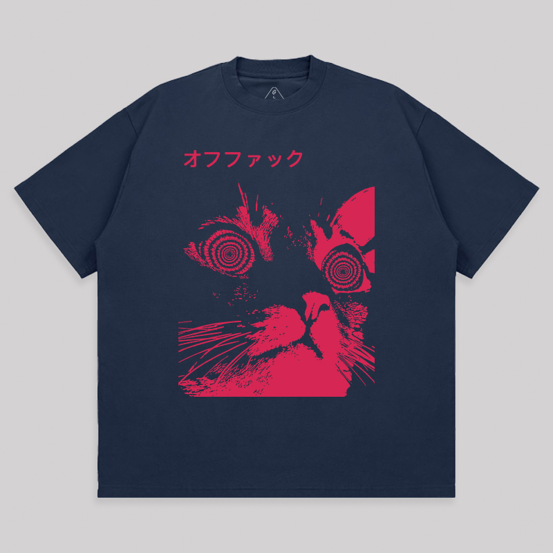 Vaporwave Cool Cat Unisex Oversized T-shirt