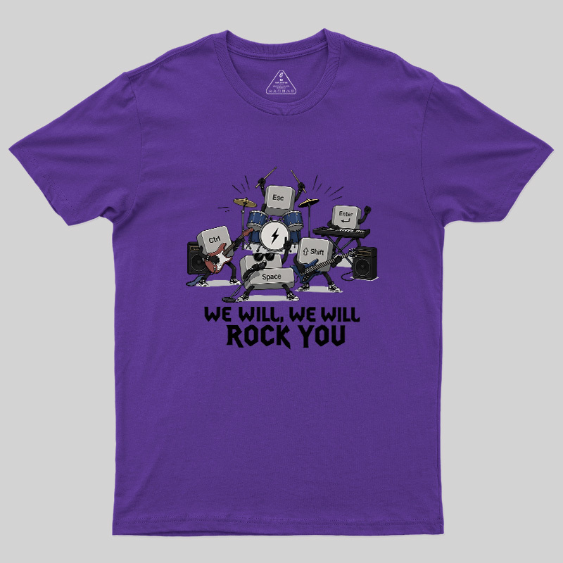 Keyboard Rock Band Print Geek T-Shirt