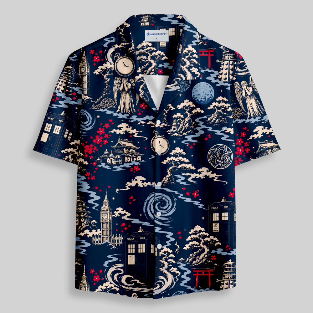 Midnight Time Traveler Button Up Pocket Shirt