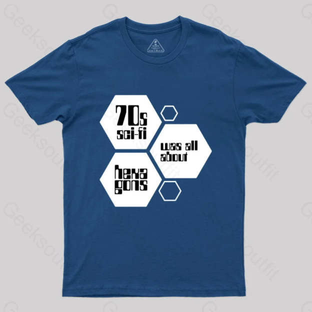 70S Sci-Fi Was All About Hexagons T-Shirt Navy / S