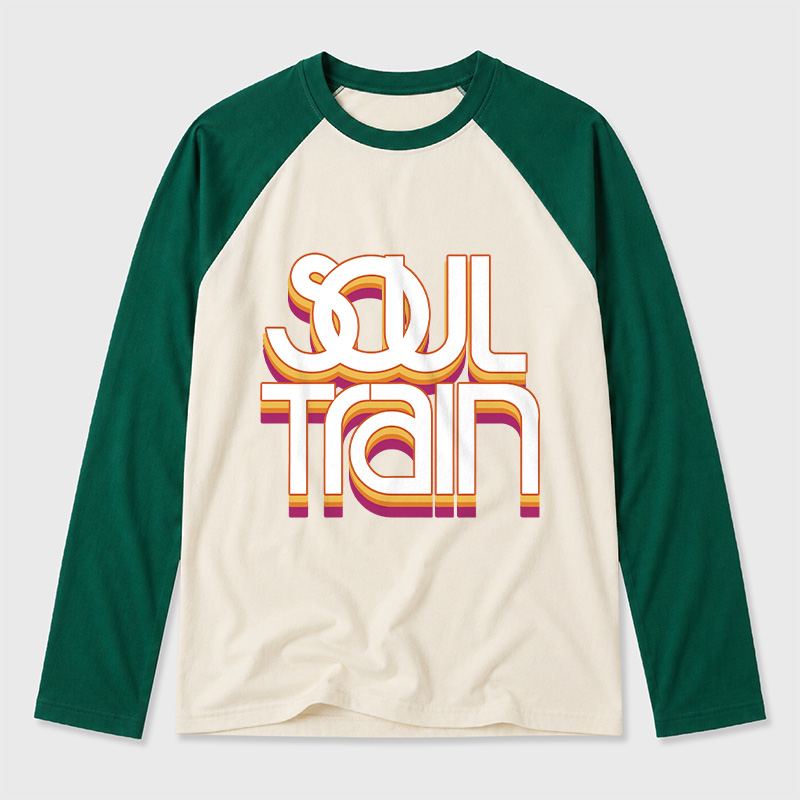 Vintage Soul Train Geek Retro Raglan Long-Sleeve Tee