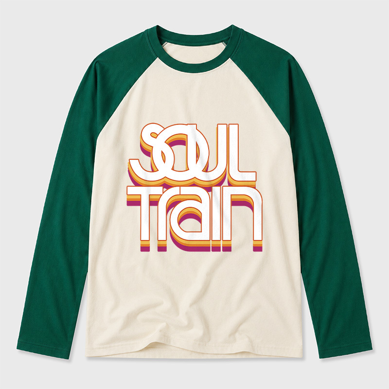 Vintage Soul Train Geek Retro Raglan Long-Sleeve Tee
