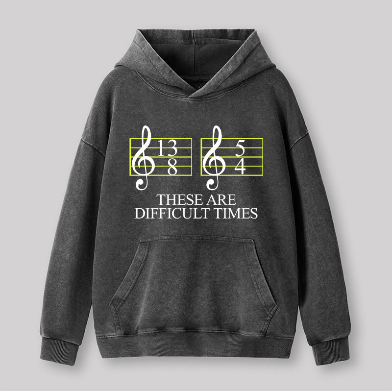 Geeksoutfit Music Difficult Times Geek Washed Hoodie for Sale