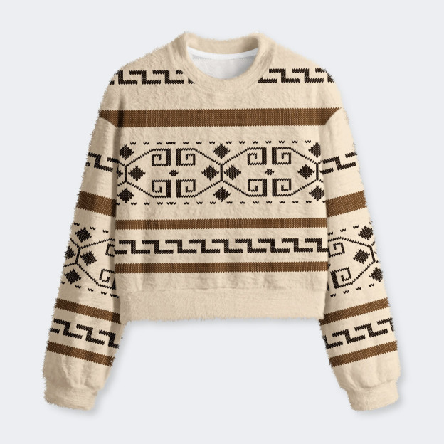 The Dude Classic Lebowski Geek Women's Fuzzy Fleece Cropped Sweater