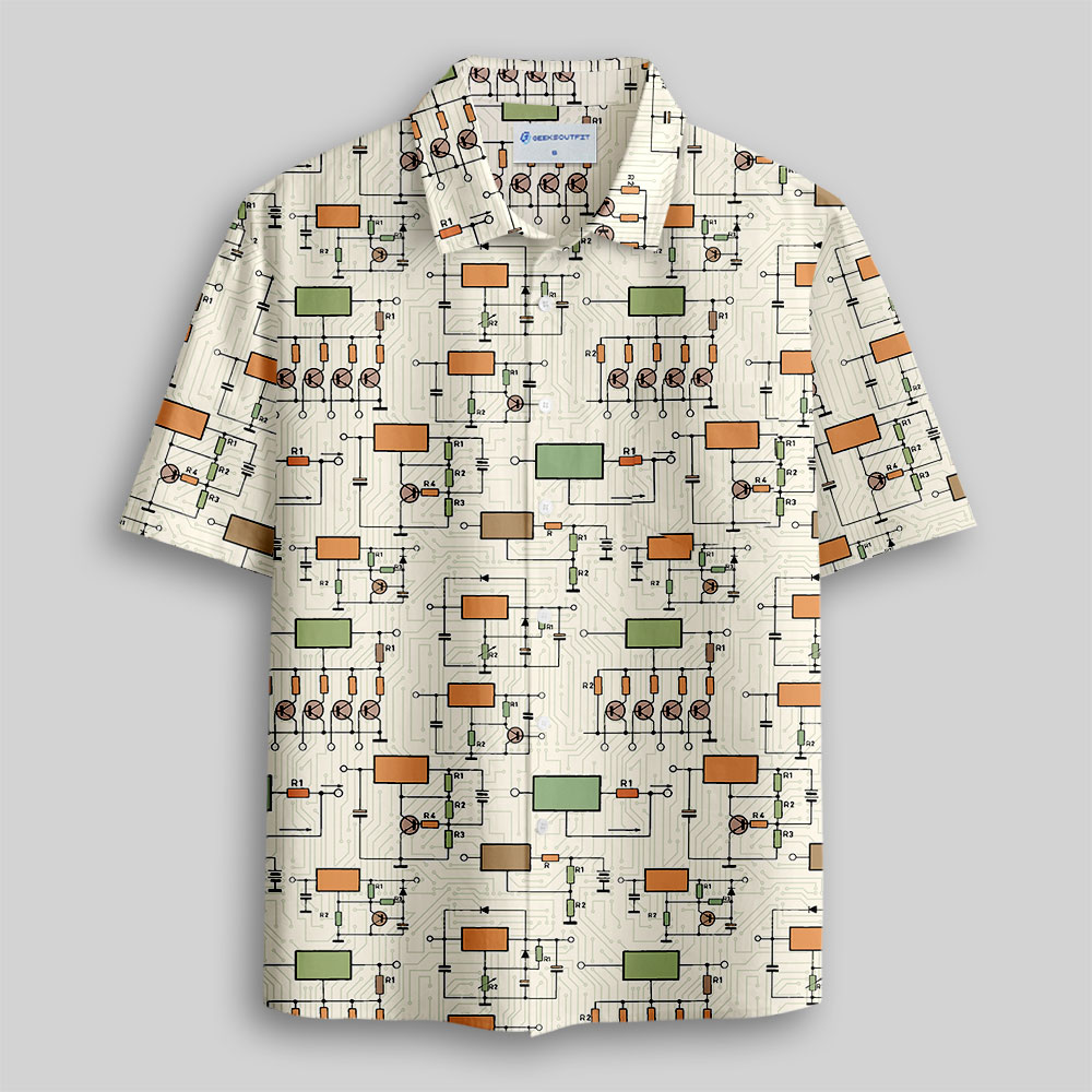 Retro Circuit Button Up Pocket Shirt