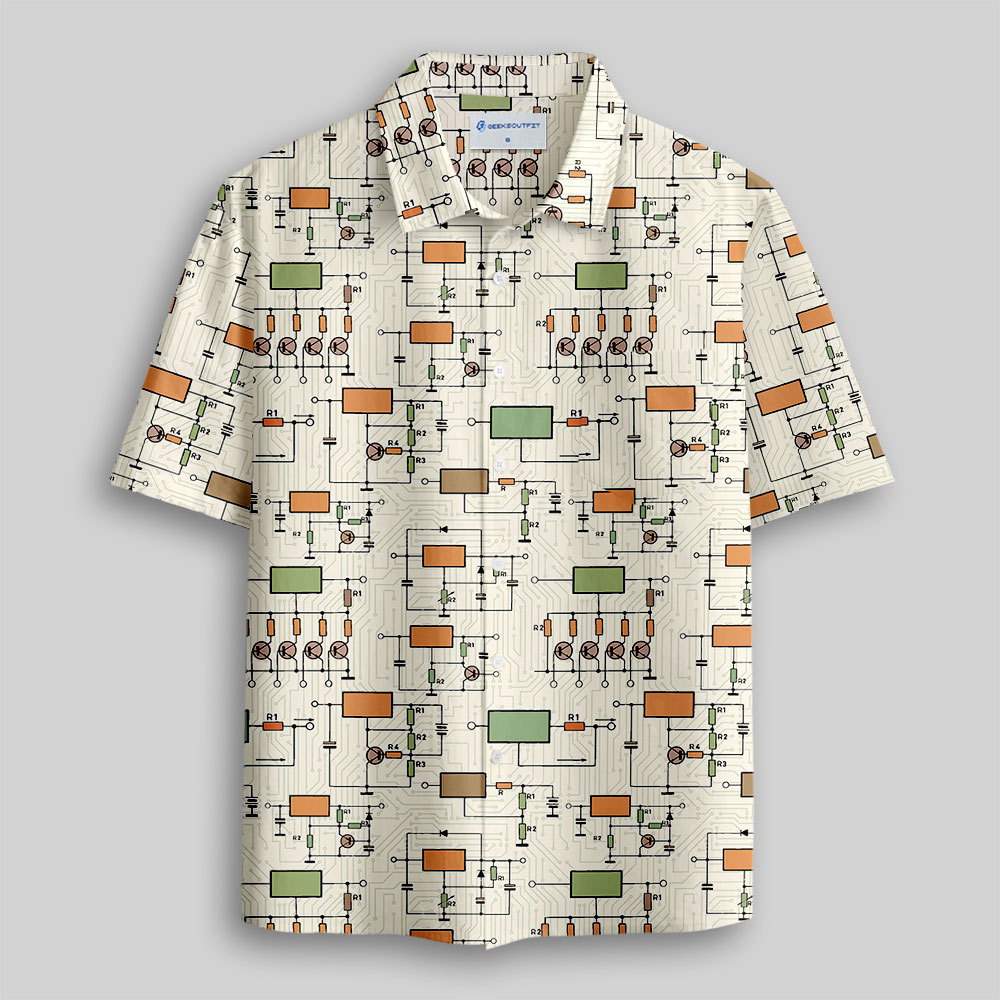 Geeksoutfit Retro Circuit Button Up Pocket Shirt for Sale