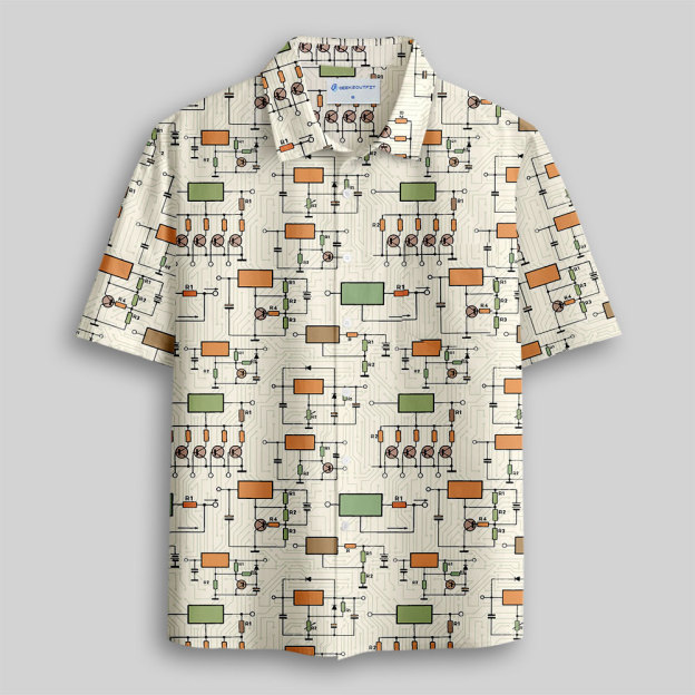Retro Circuit Button Up Pocket Shirt