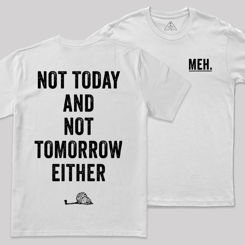 MEH Not Today Front and Back Printing Geek T-Shirt