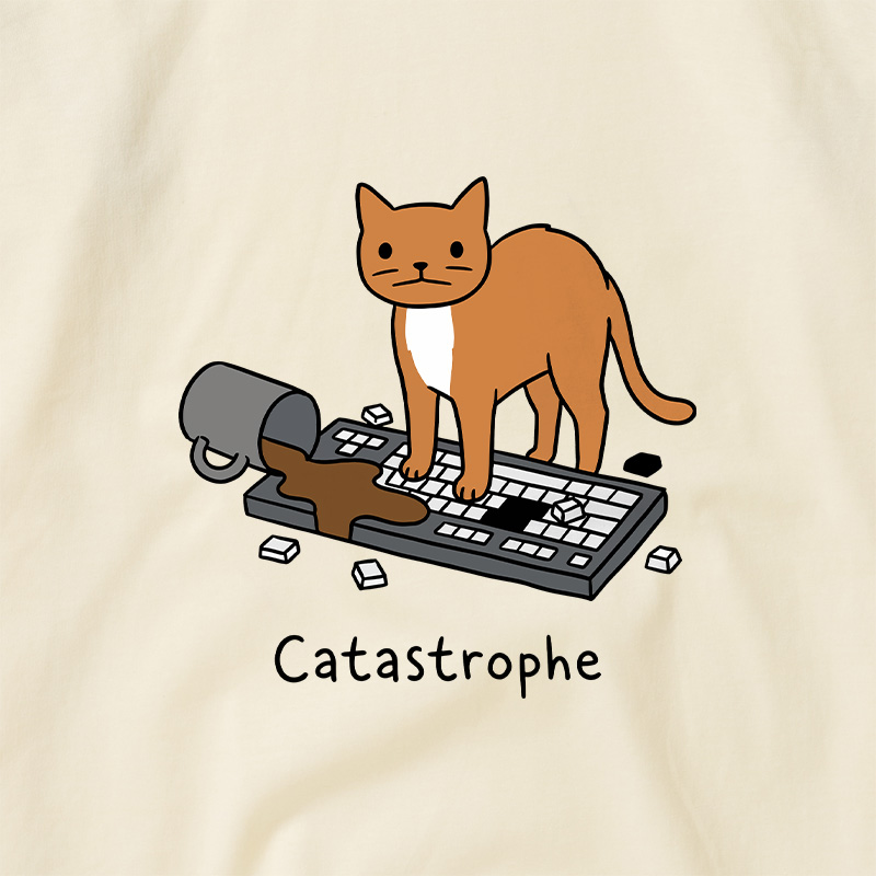 Catastrophe Spilled Coffee Cat Geek Retro Raglan T-Shirt