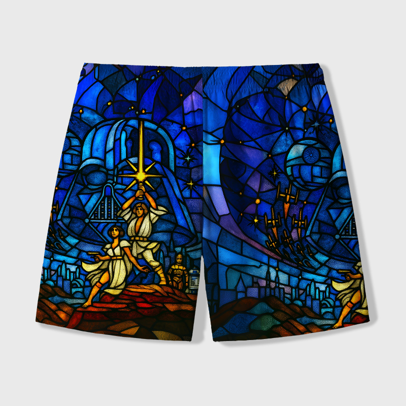Church Window Grilles Sci-Fi Space War Geek Hawaiian Swim Trunks