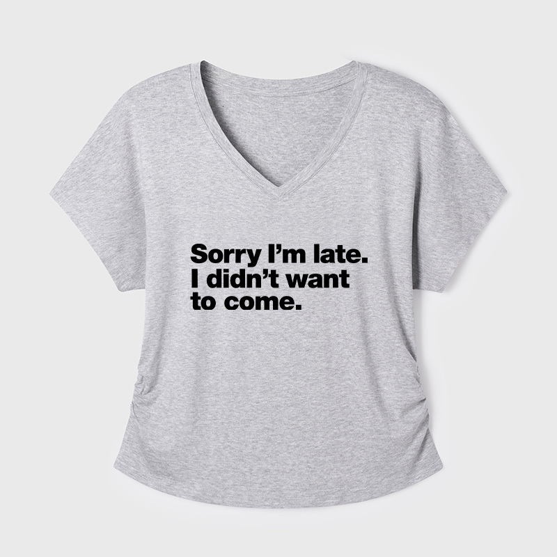 I Didn't Want to Come Geek Dolman Sleeve V-Neck Shirt