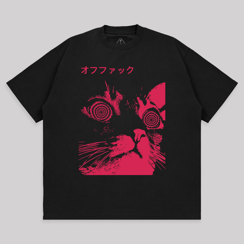 Vaporwave Cool Cat Unisex Oversized T-shirt