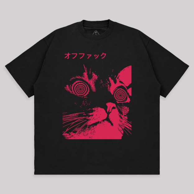 Vaporwave Cool Cat Unisex Oversized T-shirt