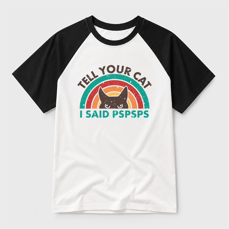 Tell Your Cat Top Retro Cat Rainbow Geek Retro Raglan T-Shirt