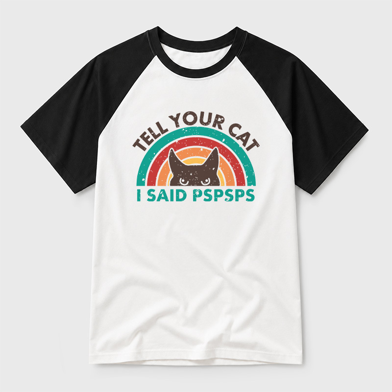 Tell Your Cat Top Retro Cat Rainbow Geek Retro Raglan T-Shirt