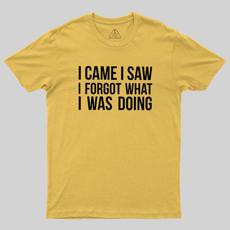 I Came I Saw I Forgot What I Was Doing Humor Joke Quote Geek T-Shirt