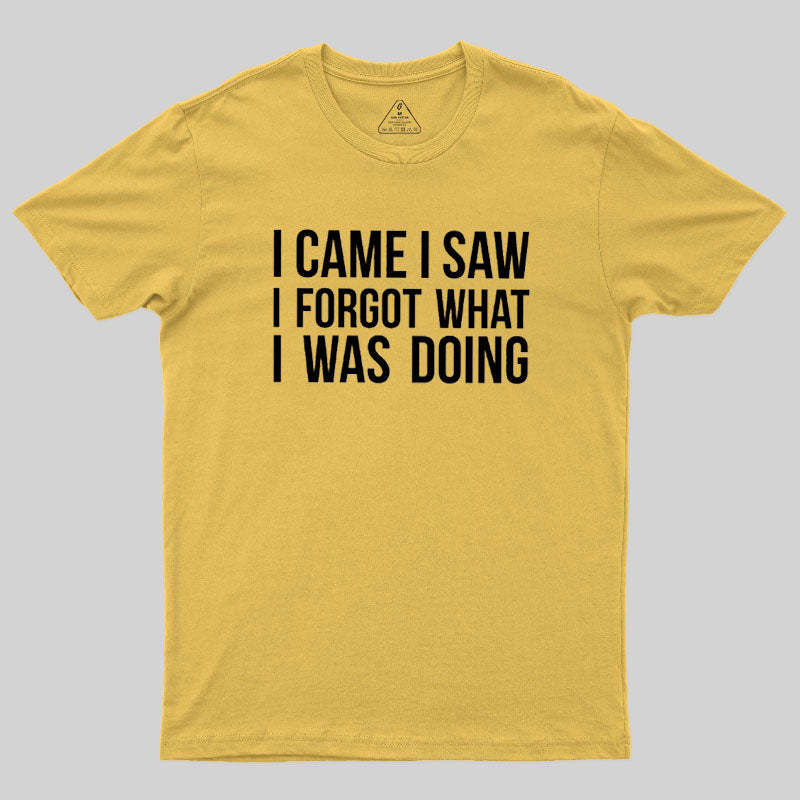 I Came I Saw I Forgot What I Was Doing Humor Joke Quote Geek T-Shirt
