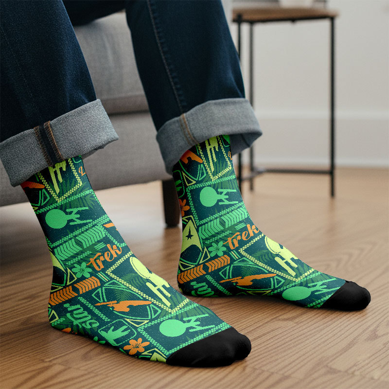 Scifi Space Cool Universe Green Men's Socks
