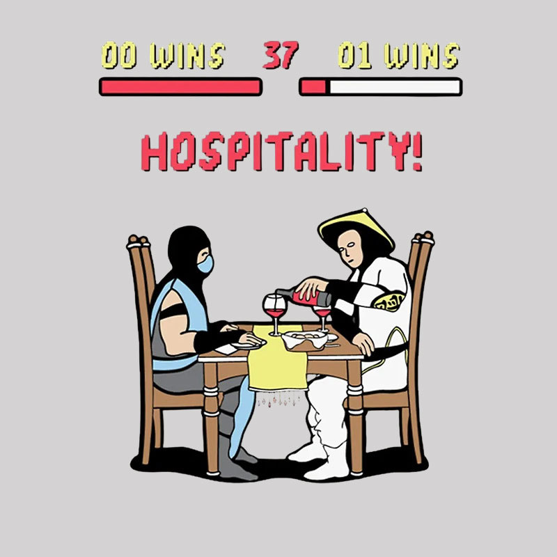 Fighting Game Rivals At Dinner Geek T-Shirt