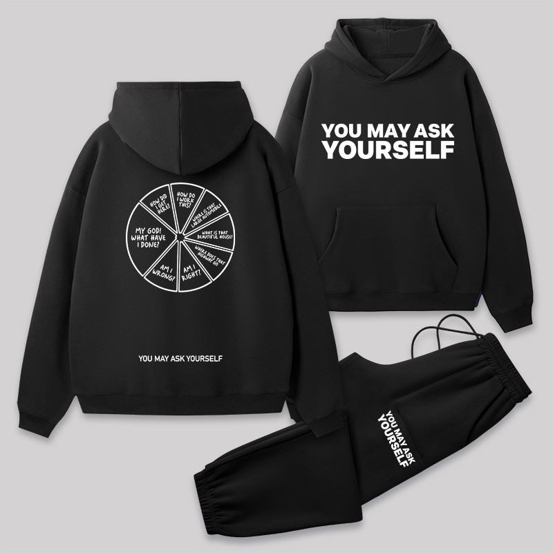 You May Ask Yourself Front and Back Printed Geek Fleece Hoodie Set