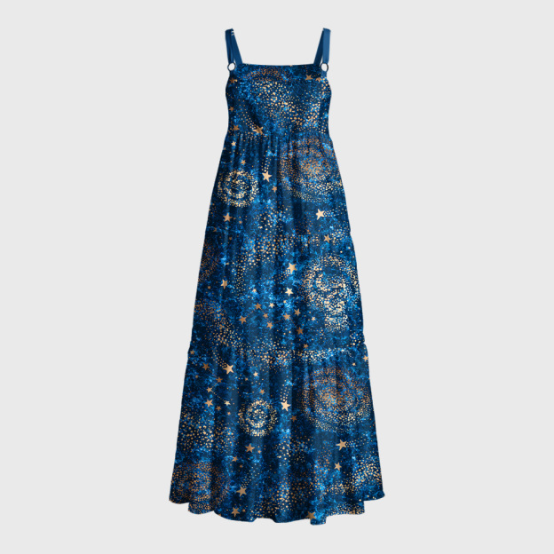The Starry Night Geek Tiered Cami Maxi Dress