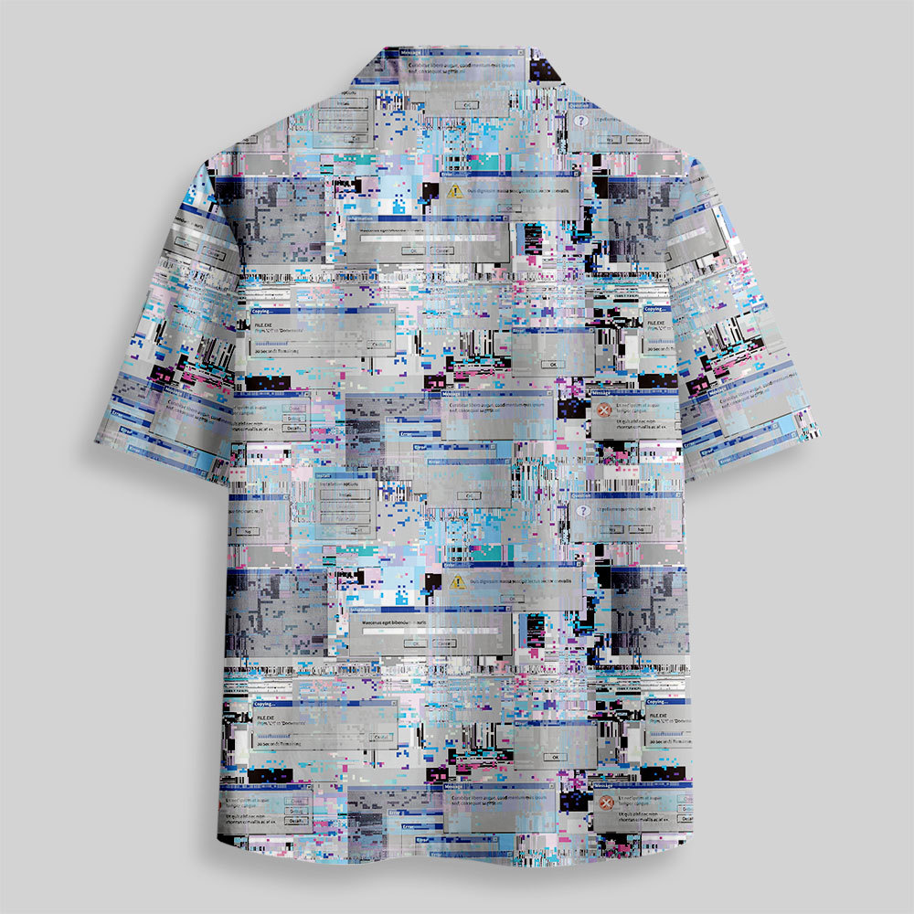Glitch Error Screen Button Up Pocket Shirt