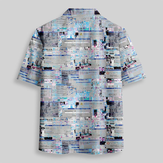 Glitch Error Screen Button Up Pocket Shirt