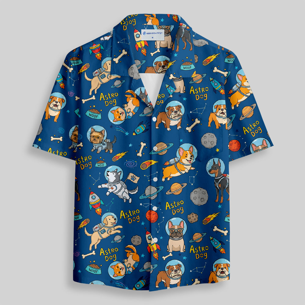 Astro Dog Squad-Paw Mission Button Up Pocket Shirt