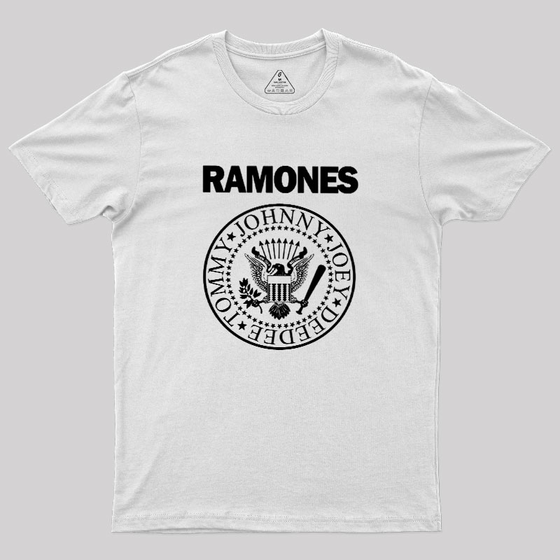 White Design of Ramones Geek T-Shirt