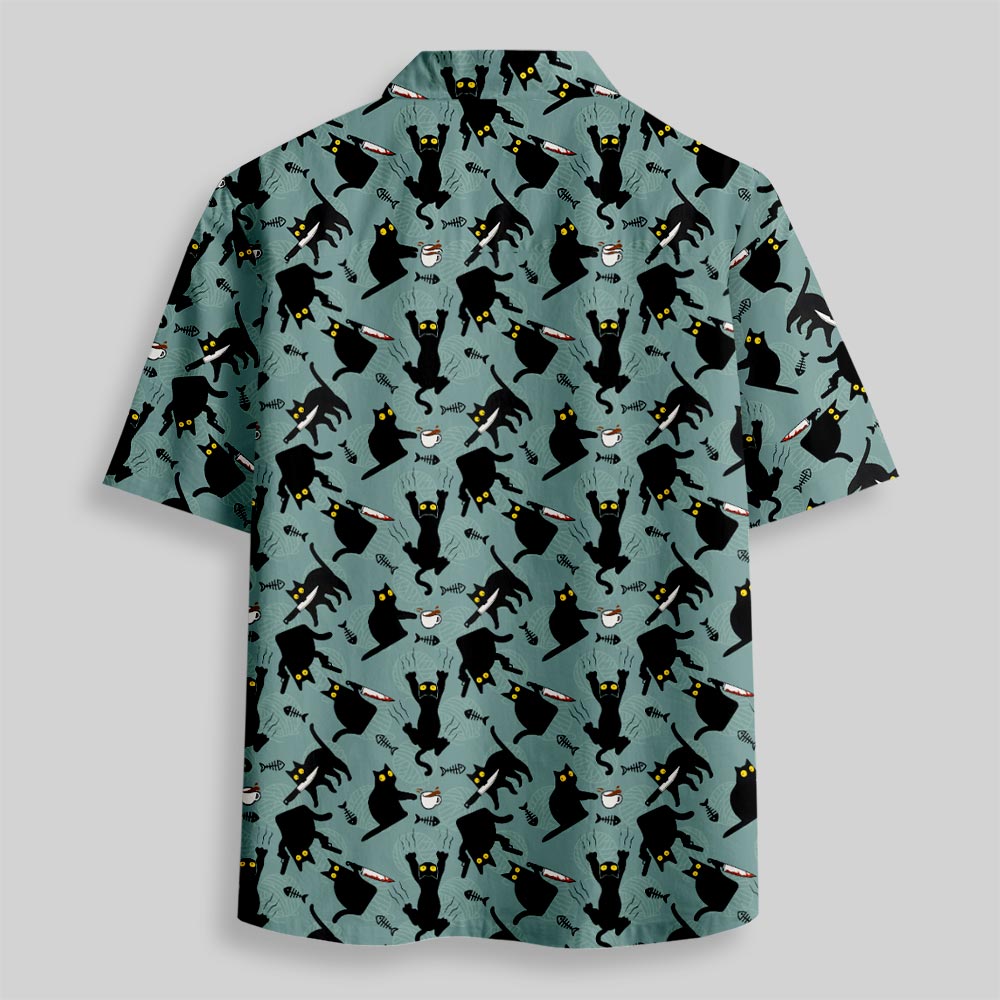 Naughty Kitten Button Up Pocket Shirt